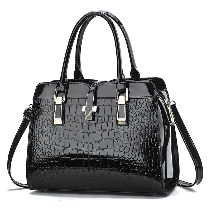Luxury Crocodile-Pattern Tote Bag - Large Capacity Designer Shoulder & Crossbody Handbag