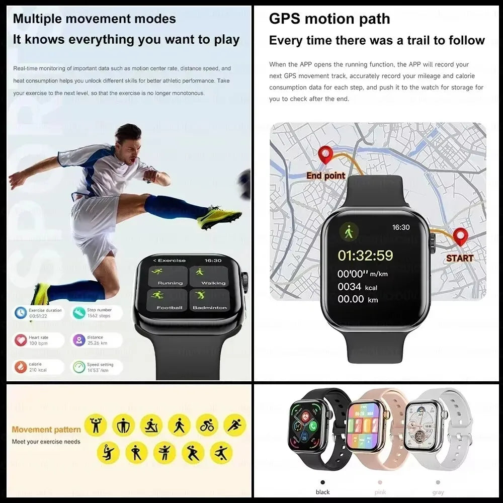 App GPS Watch 10 Smart Watch NFC Men HD AMOLED Memory Music 3D Surround Bluetooth Call Waterproof Smartwatch Woman