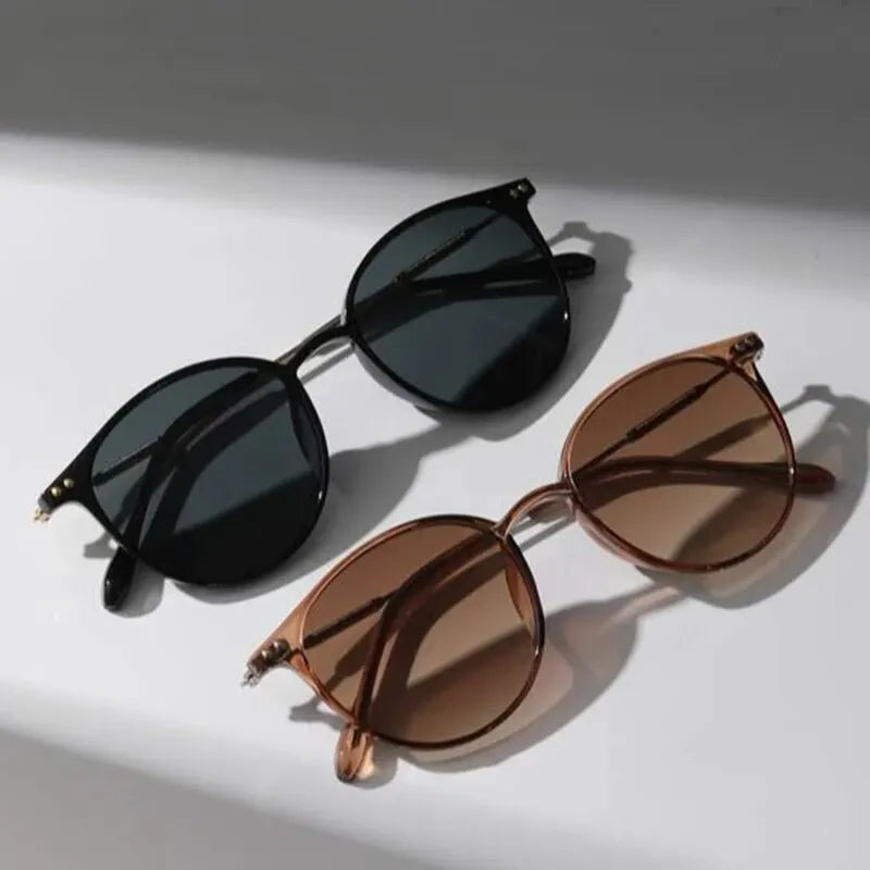 2-Pack Small Round Sunglasses Set - Vintage Cat Eye Eyewear for Women & Men