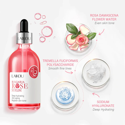 LAIKOU Swiss Anti-Aging Facial Serum 100ml – Sakura, Vitamin C, Niacinamide & Hyaluronic Acid Brightening Essence for Women - Lylamor.com