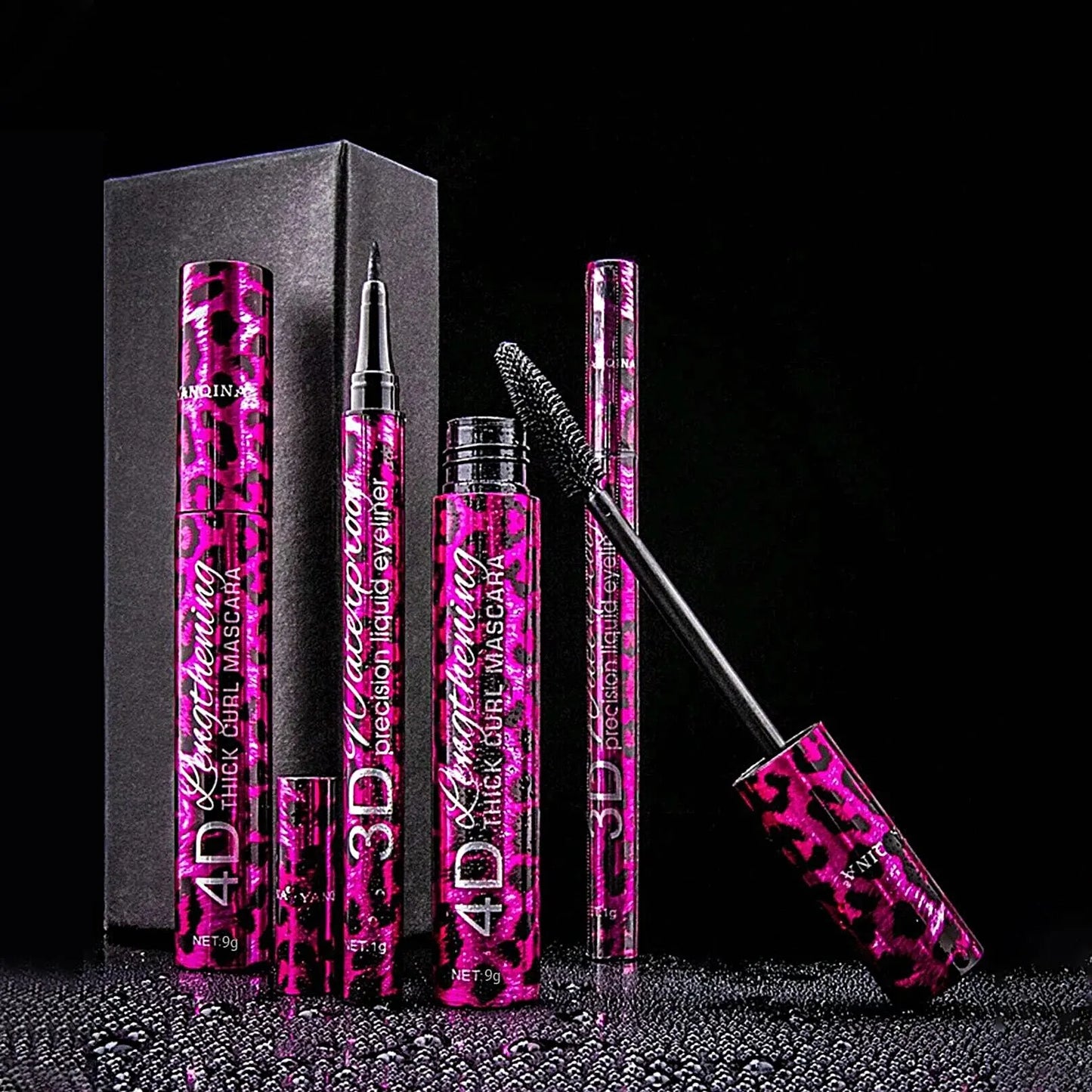 4D Waterproof Mascara & Liquid Eyeliner Set – Smudge-Proof Eye Makeup Kit