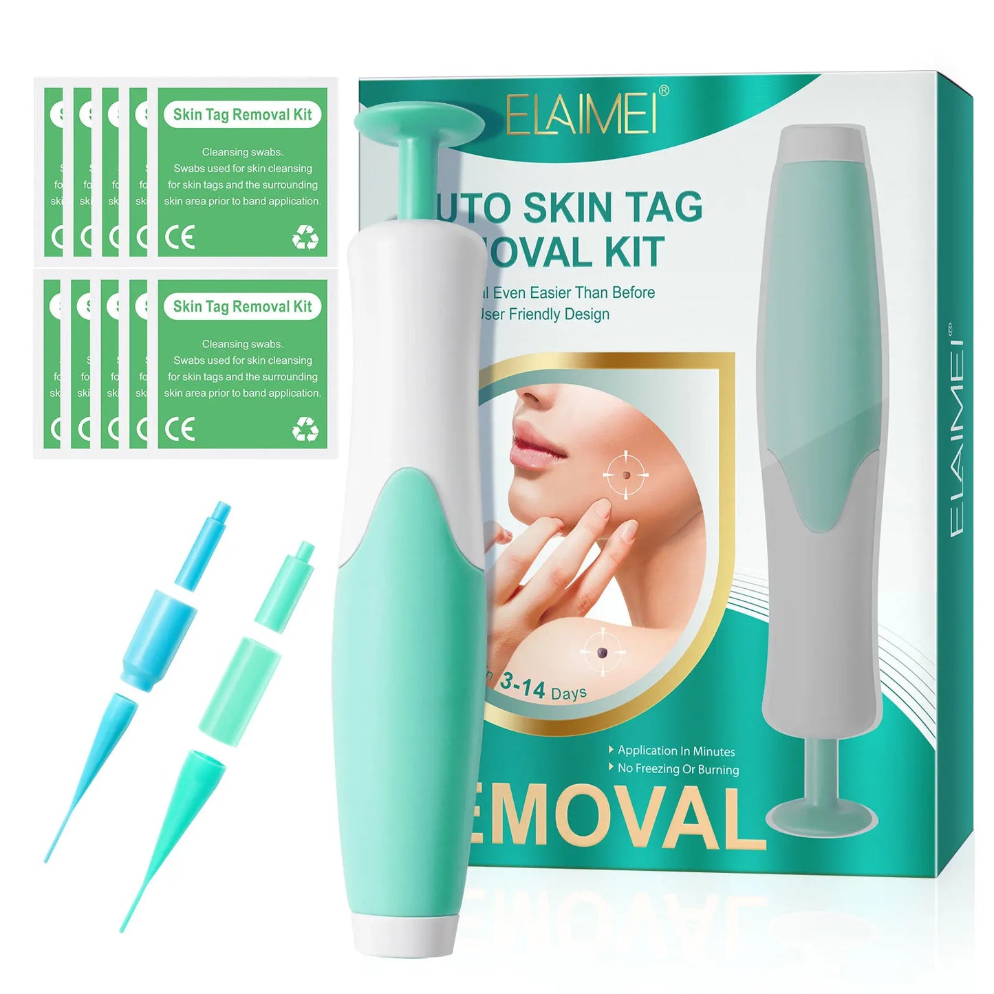 2-in-1 Skin Tag Remover Pen – Painless Mole & Wart Removal Kit with Cleansing Swabs
