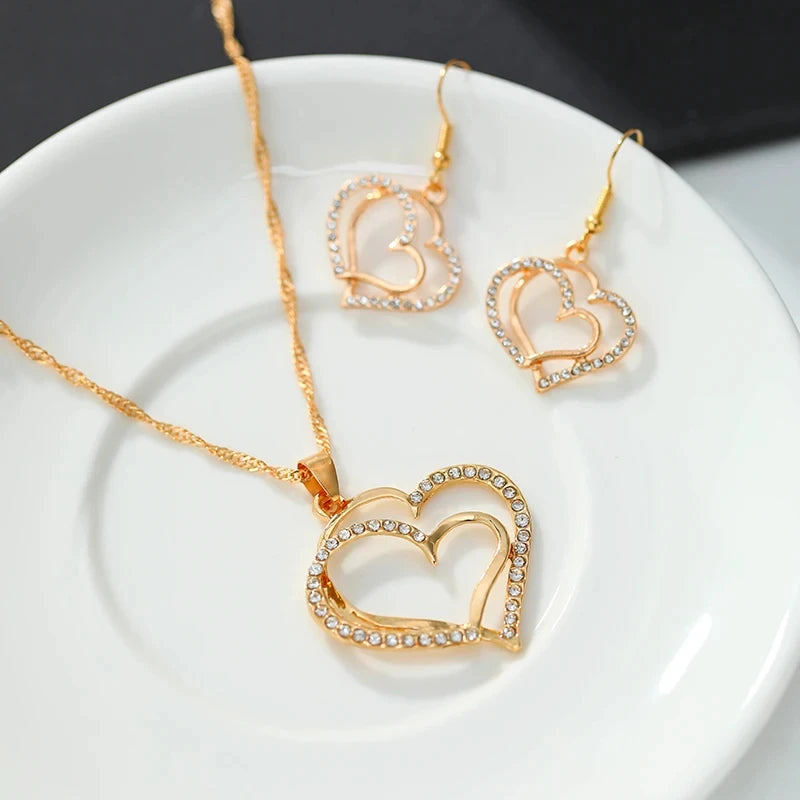 3-Piece Heart Jewelry Set for Women - Necklace & Earrings - Lylamor.com