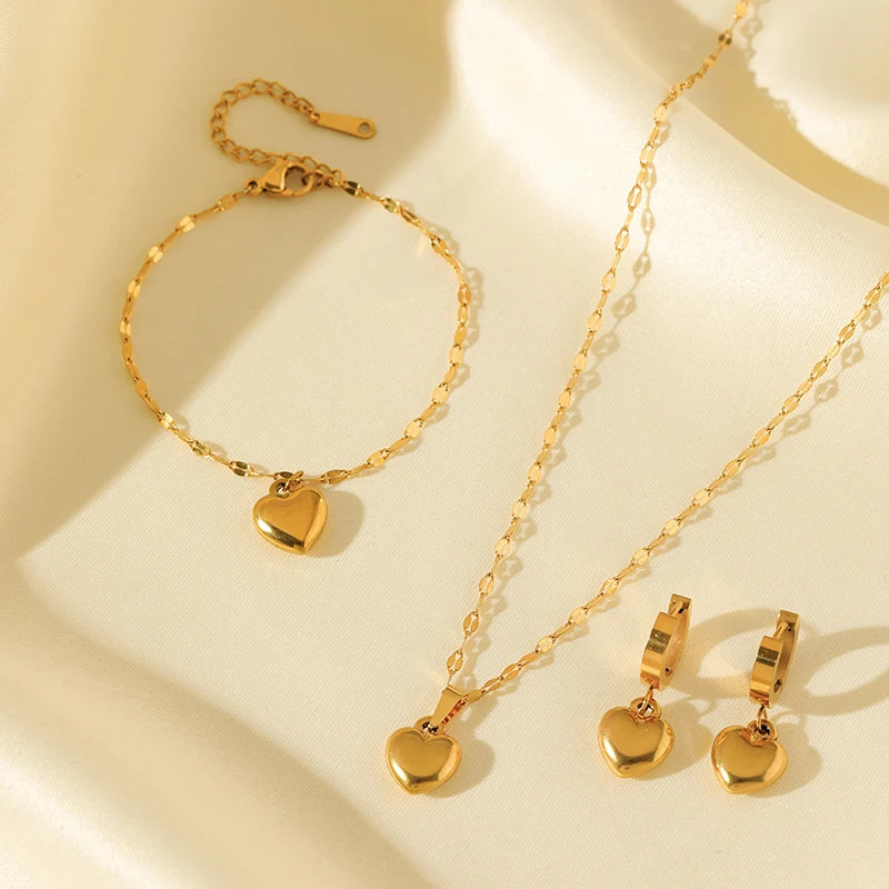 EILIECK 316L Stainless Steel Heart Jewelry Set - 18K Gold Plated & Waterproof - Lylamor.com