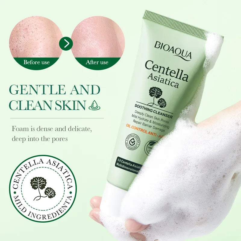 BIOAQUA Centella Asiatica Facial Cleanser | Oil-Control & Moisturizing Face Wash Foam - Lylamor.com