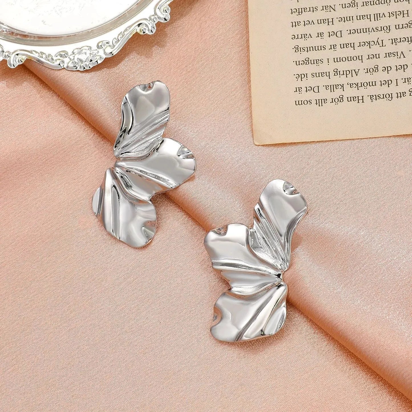 Lotus Leaf Drop Earrings | Trendy Geometric Gold Pendant Earrings for Women - Lylamor.com