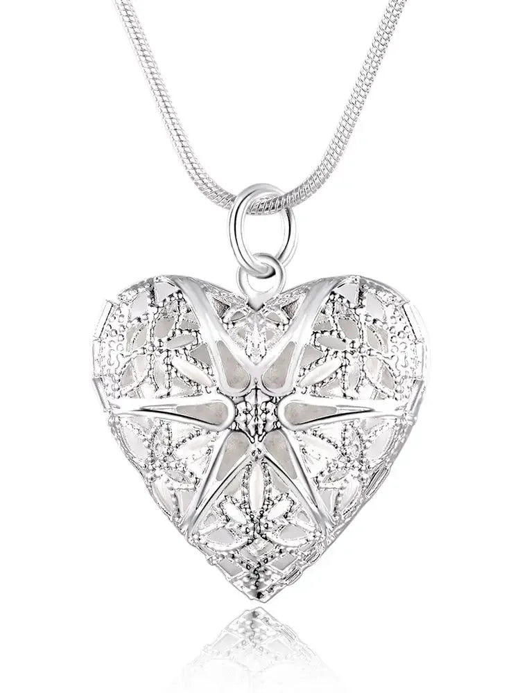 925 Sterling Silver Photo Frame Pendant Necklace – Adjustable 18-24" Snake Chain Wedding Jewelry - Lylamor.com