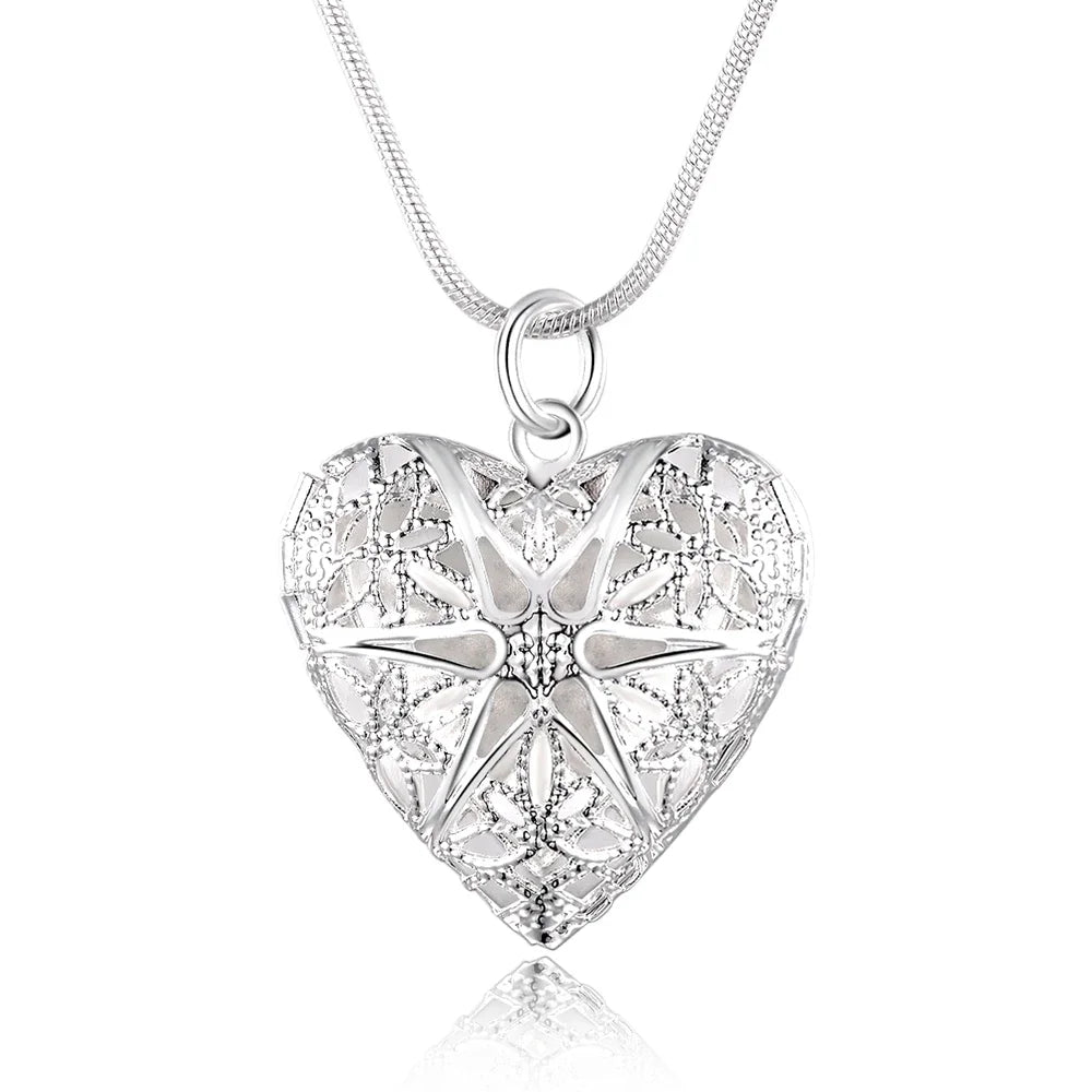 925 Sterling Silver Photo Frame Pendant Necklace – Adjustable 18-24" Snake Chain Wedding Jewelry - Lylamor.com