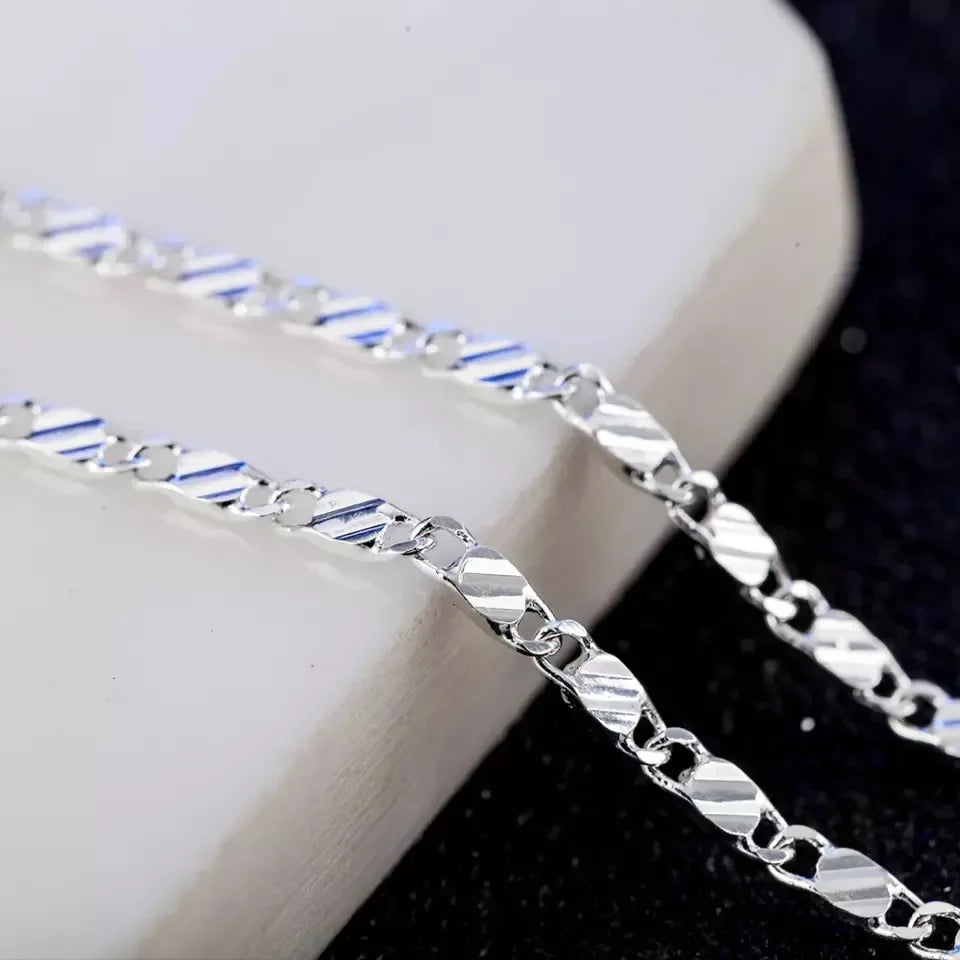 Fashion 18k Gold Necklace 2MM 16/18/20/22/24/26/28/30 Inch Side Chain Necklace For Women Men Jewelry 925 Silver Necklace - Lylamor.com