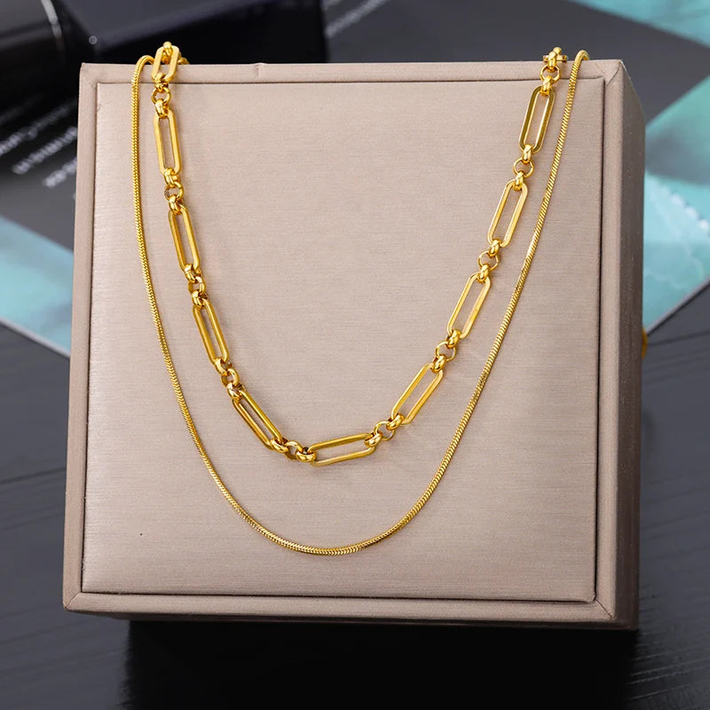 316L Stainless Steel Heart Necklace | Gothic Gold Layered Choker for Women & Girls - Lylamor.com