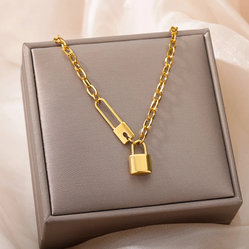 316L Stainless Steel Heart Necklace | Gothic Gold Layered Choker for Women & Girls - Lylamor.com