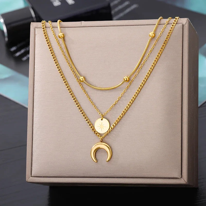 316L Stainless Steel Heart Necklace | Gothic Gold Layered Choker for Women & Girls - Lylamor.com