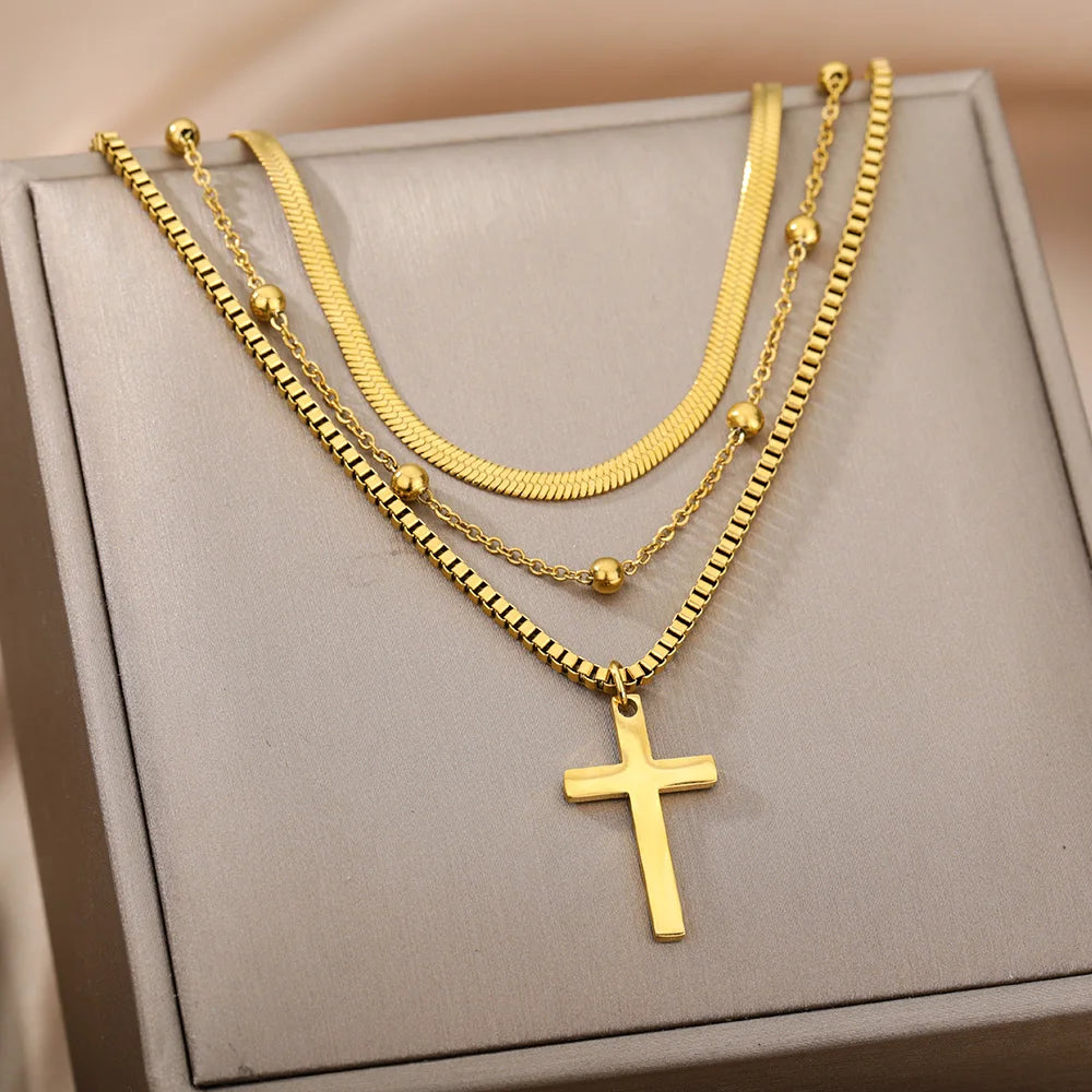 316L Stainless Steel Heart Necklace | Gothic Gold Layered Choker for Women & Girls - Lylamor.com