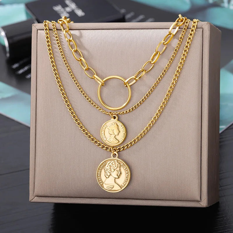 316L Stainless Steel Heart Necklace | Gothic Gold Layered Choker for Women & Girls - Lylamor.com