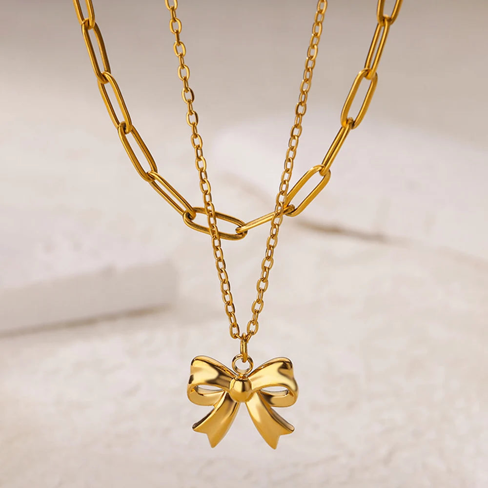 316L Stainless Steel Heart Necklace | Gothic Gold Layered Choker for Women & Girls - Lylamor.com