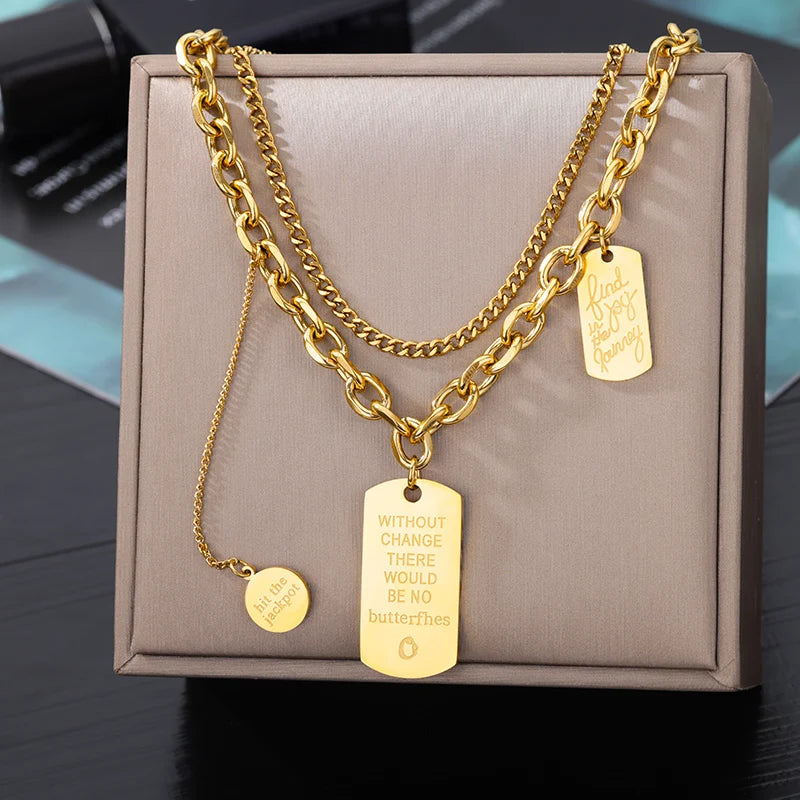 316L Stainless Steel Heart Necklace | Gothic Gold Layered Choker for Women & Girls - Lylamor.com