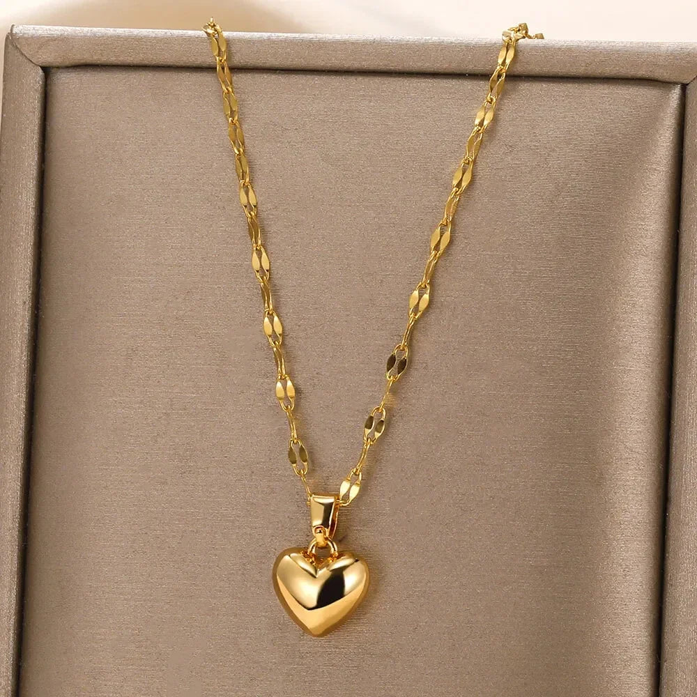 316L Stainless Steel Heart Necklace | Gothic Gold Layered Choker for Women & Girls - Lylamor.com
