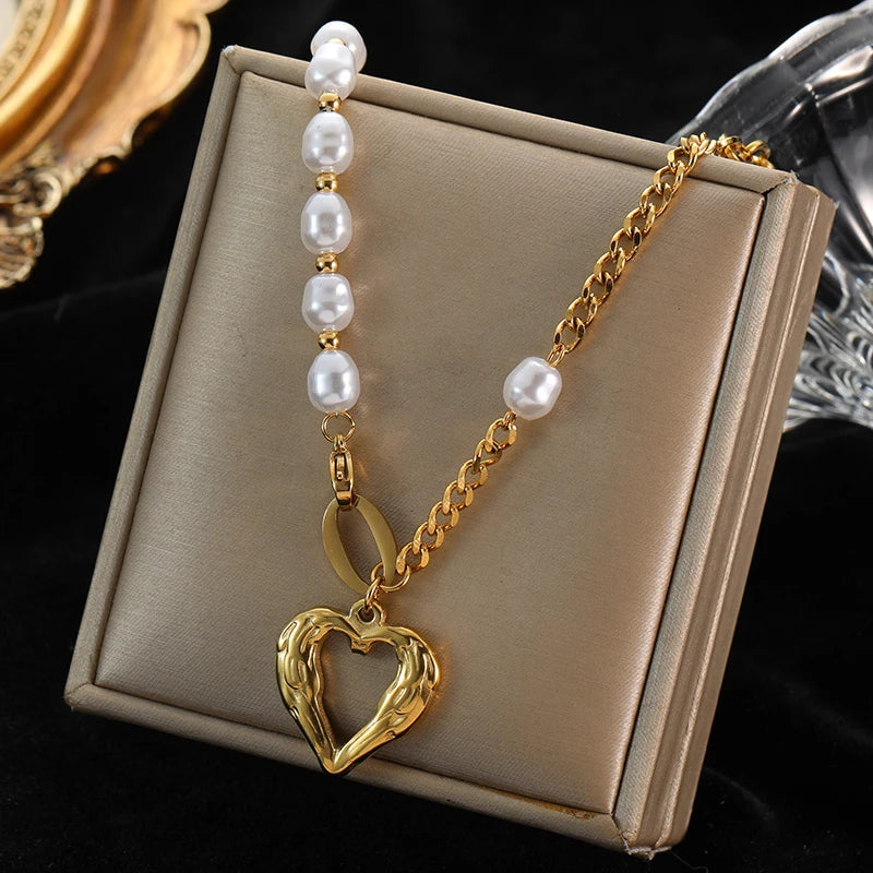 EILIECK 316L Stainless Steel Heart Pendant Necklace - 18K Gold Plated Waterproof Love Jewelry - Lylamor.com