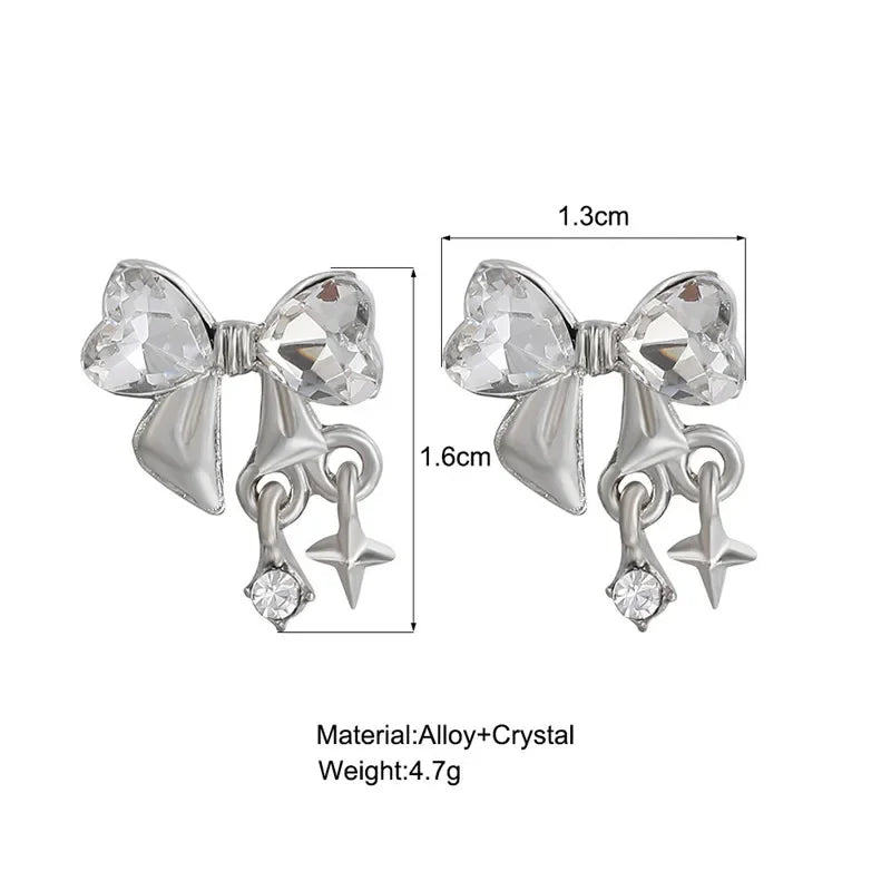 Bowknot Zircon Stud Earrings | Korean-Inspired Pink Crystal Jewelry for Women - Lylamor.com