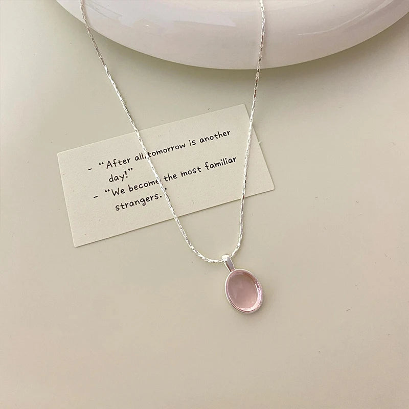 925 Sterling Silver Moonstone Necklace – Elegant Pink Crystal Pendant for Women - Lylamor.com
