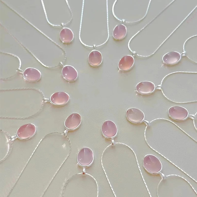 925 Sterling Silver Moonstone Necklace – Elegant Pink Crystal Pendant for Women - Lylamor.com
