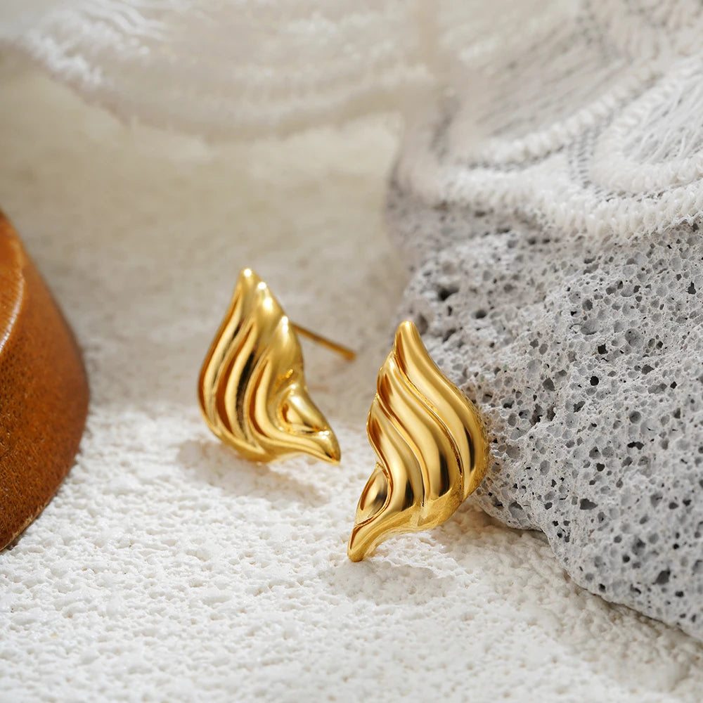 Glossy Three-Layer Knot Earrings | Gold Stainless Steel Vintage Jewelry for Women - Lylamor.com