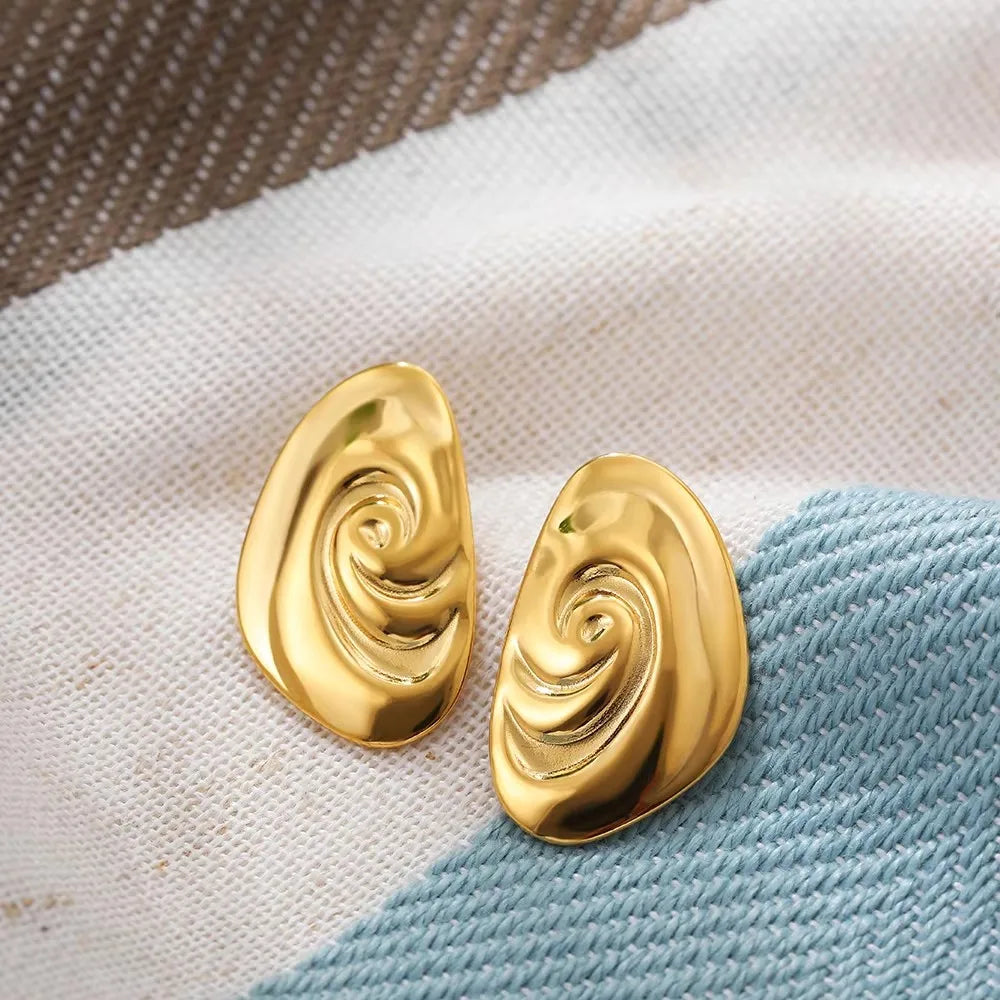 Glossy Three-Layer Knot Earrings | Gold Stainless Steel Vintage Jewelry for Women - Lylamor.com