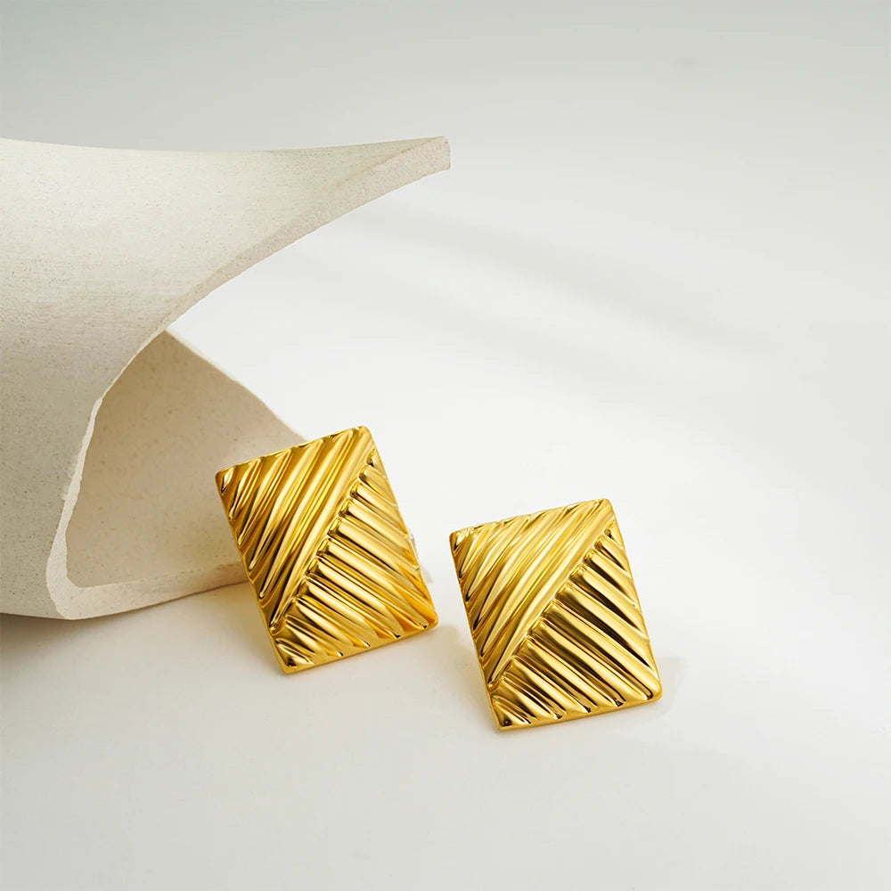 Glossy Three-Layer Knot Earrings | Gold Stainless Steel Vintage Jewelry for Women - Lylamor.com