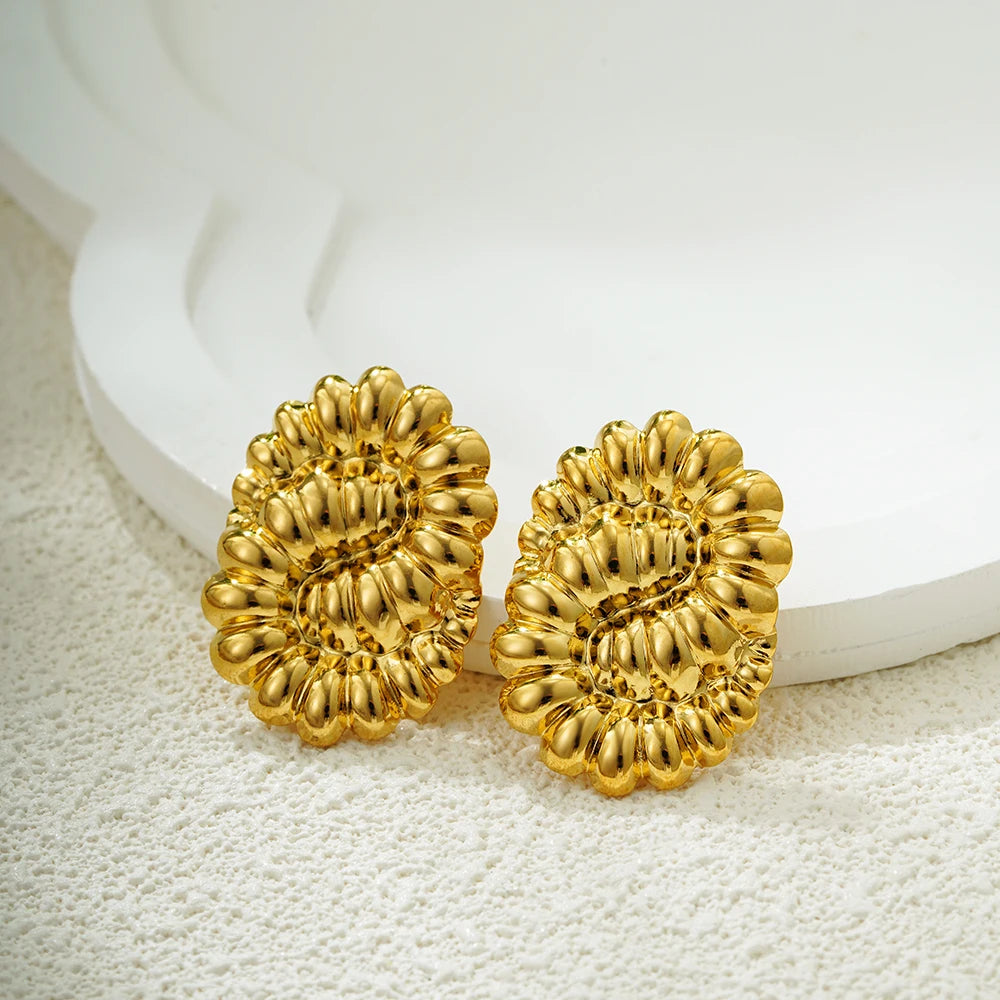 Glossy Three-Layer Knot Earrings | Gold Stainless Steel Vintage Jewelry for Women - Lylamor.com