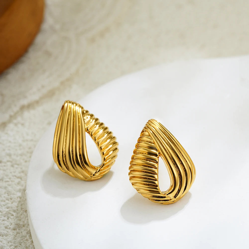 Glossy Three-Layer Knot Earrings | Gold Stainless Steel Vintage Jewelry for Women - Lylamor.com