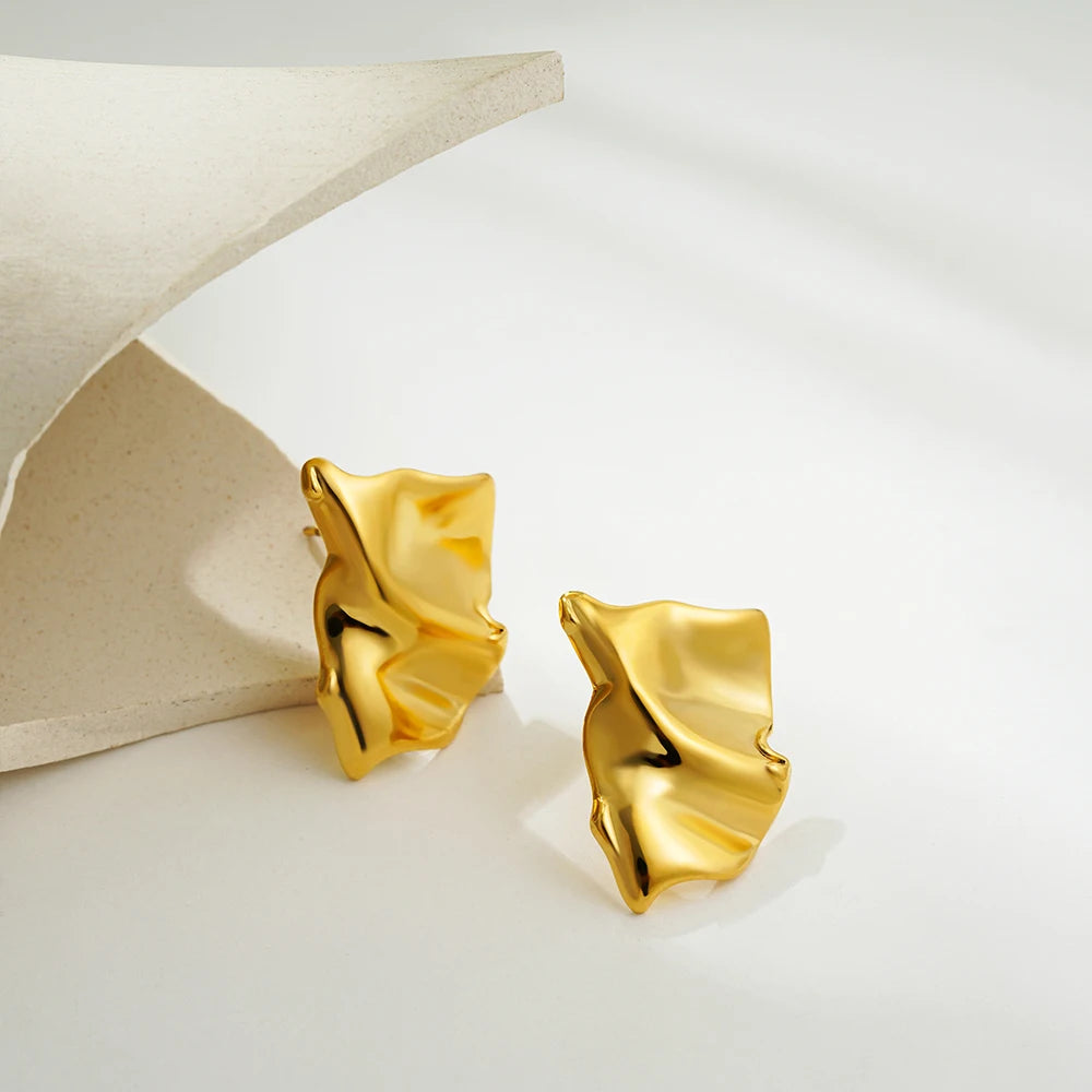 Glossy Three-Layer Knot Earrings | Gold Stainless Steel Vintage Jewelry for Women - Lylamor.com