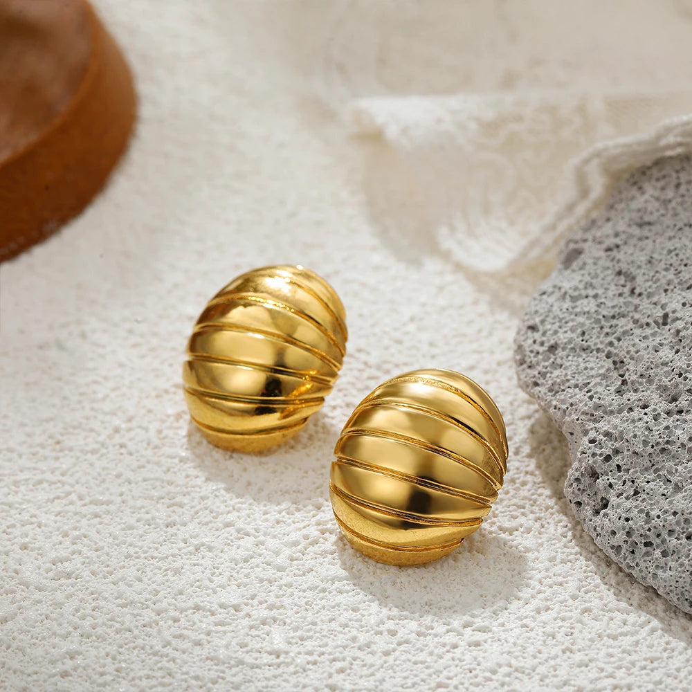 Glossy Three-Layer Knot Earrings | Gold Stainless Steel Vintage Jewelry for Women - Lylamor.com