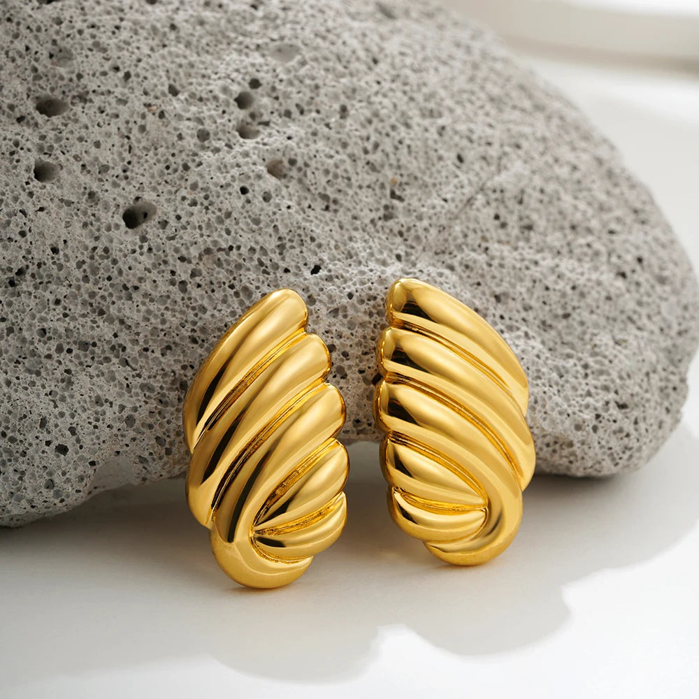 Glossy Three-Layer Knot Earrings | Gold Stainless Steel Vintage Jewelry for Women - Lylamor.com