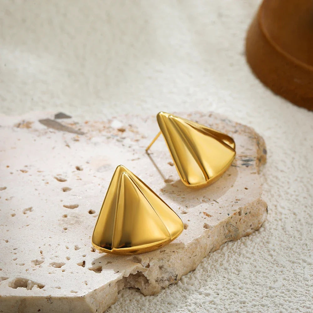 Glossy Three-Layer Knot Earrings | Gold Stainless Steel Vintage Jewelry for Women - Lylamor.com