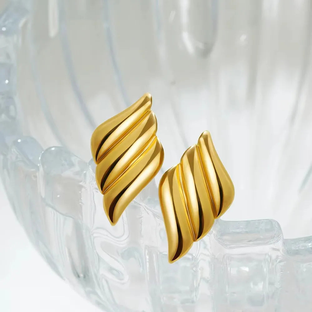 Glossy Three-Layer Knot Earrings | Gold Stainless Steel Vintage Jewelry for Women - Lylamor.com