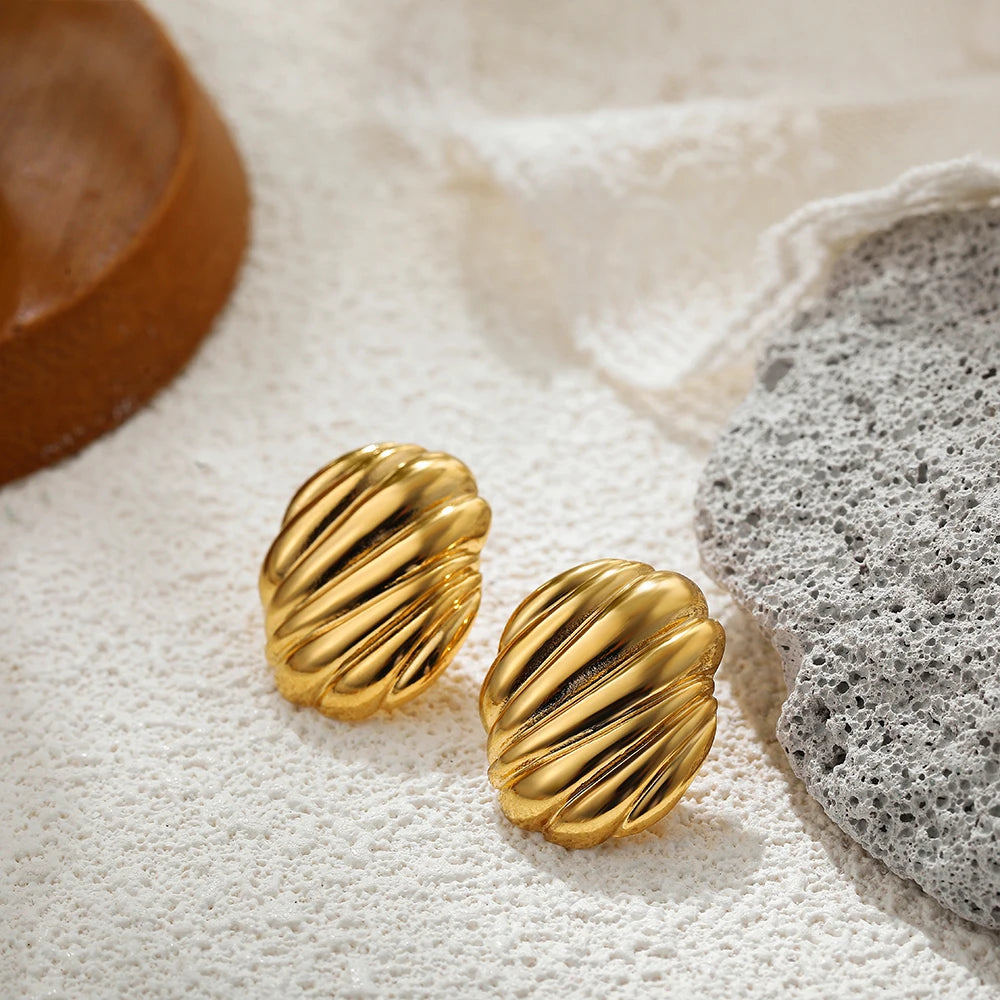 Glossy Three-Layer Knot Earrings | Gold Stainless Steel Vintage Jewelry for Women - Lylamor.com