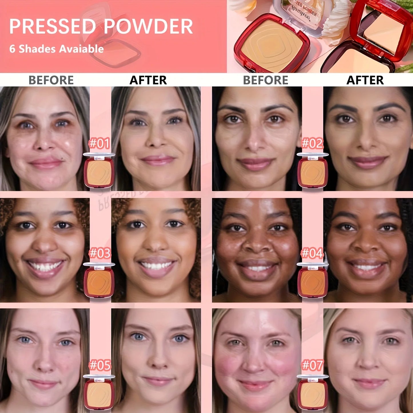 Matte Pressed Powder Foundation | 24H Full Coverage Weightless Finish with Puff - Lylamor.com