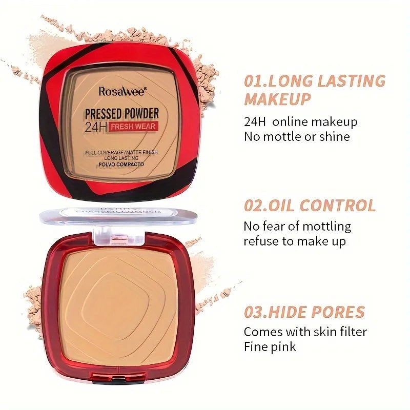 Matte Pressed Powder Foundation | 24H Full Coverage Weightless Finish with Puff - Lylamor.com