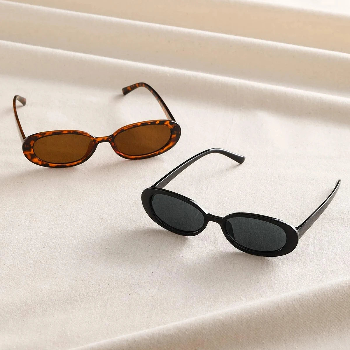 Vintage Oval Sunglasses for Women | Fashion UV400 Protection Designer Shades | 2-Pack - Lylamor.com