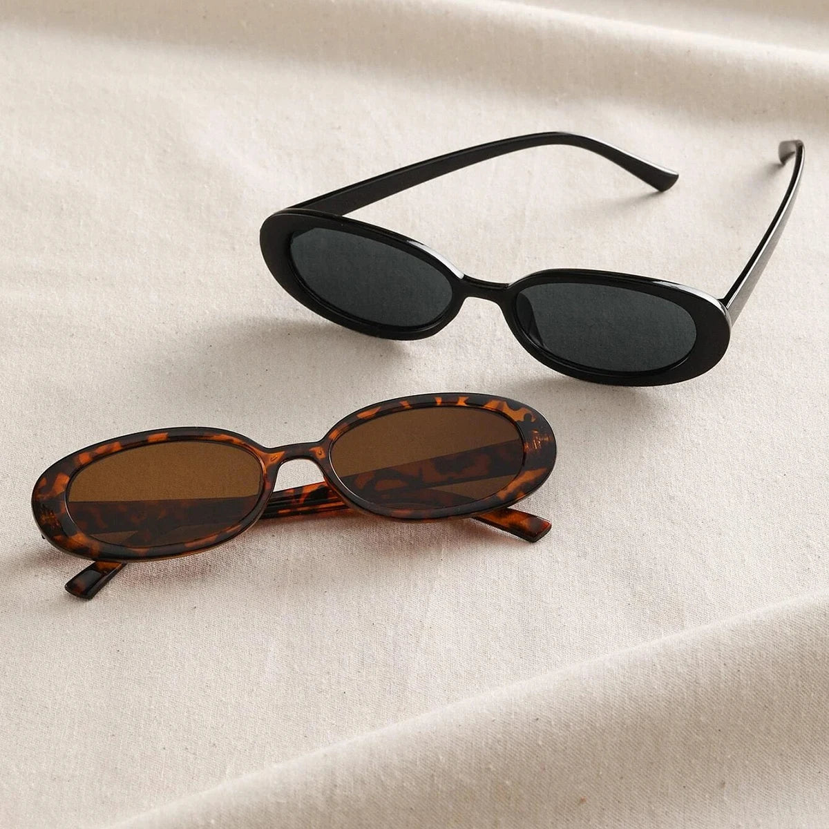 Vintage Oval Sunglasses for Women | Fashion UV400 Protection Designer Shades | 2-Pack - Lylamor.com