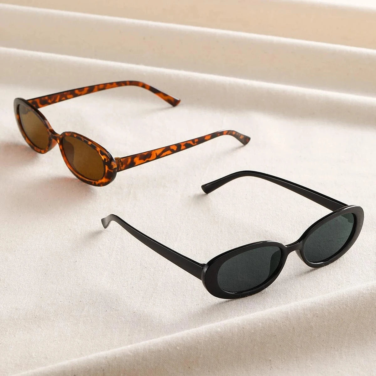 Vintage Oval Sunglasses for Women | Fashion UV400 Protection Designer Shades | 2-Pack - Lylamor.com