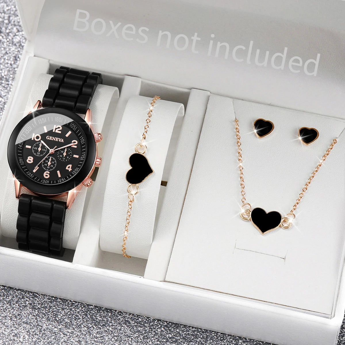 Women's Fashion Silicone Band Watches | Stylish Quartz Jewelry Timepiece Collection - 5/6PCS - Lylamor.com