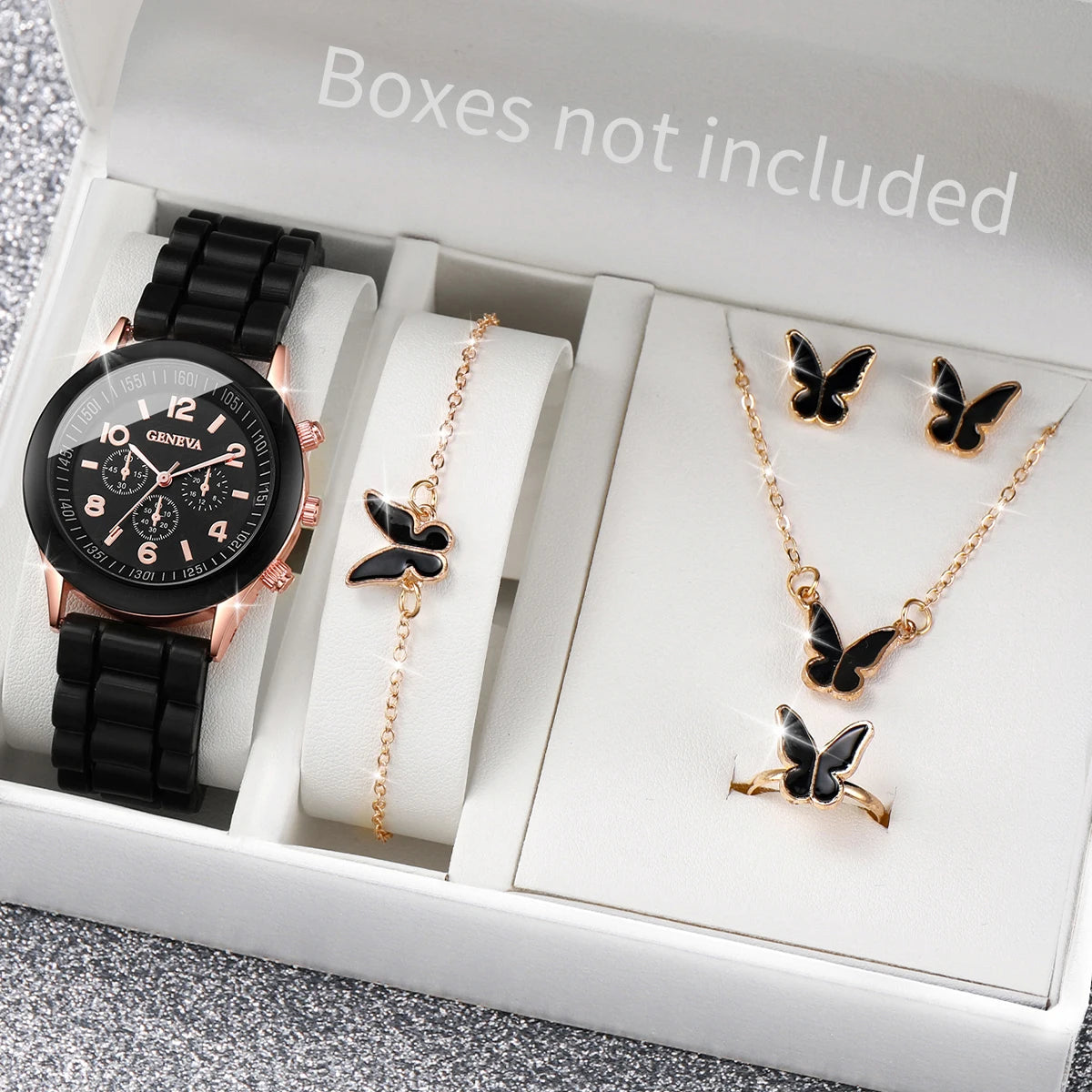 Women's Fashion Silicone Band Watches | Stylish Quartz Jewelry Timepiece Collection - 5/6PCS - Lylamor.com