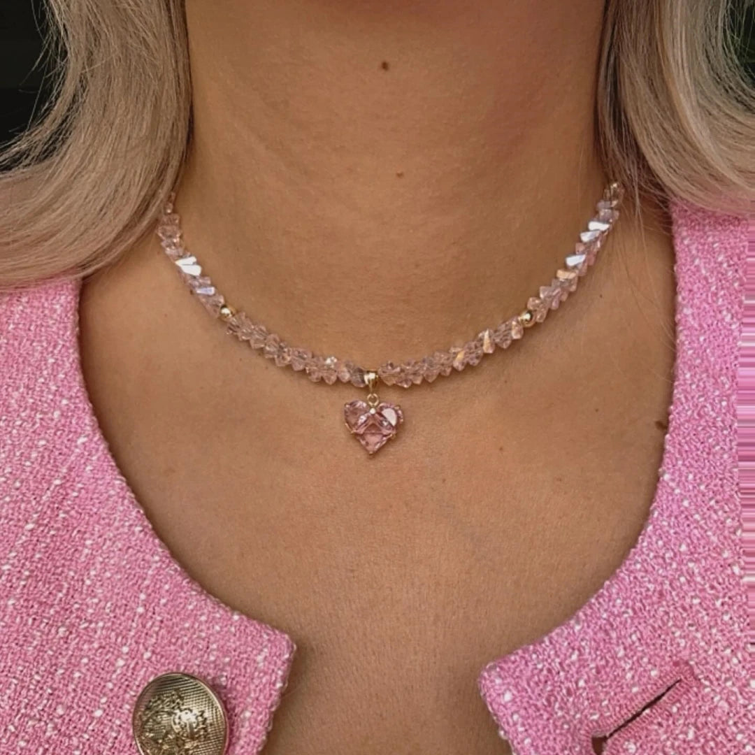 Vintage Baroque Zircon Heart Pendant Necklace – Boho Geometric Crystal Chain Jewelry for Women - Lylamor.com