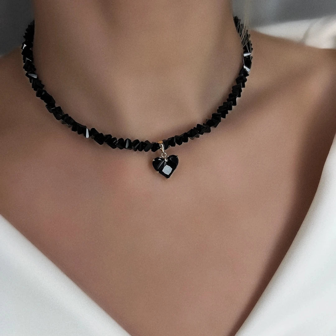 Vintage Baroque Zircon Heart Pendant Necklace – Boho Geometric Crystal Chain Jewelry for Women - Lylamor.com