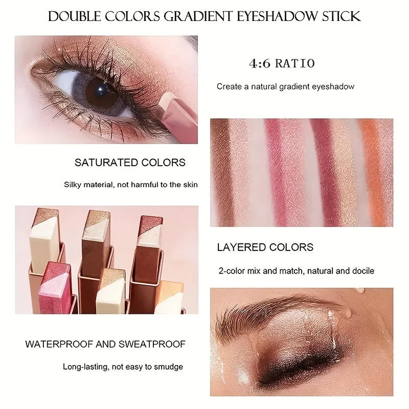 2-Color Gradient Eyeshadow Stick – Smudge-Proof & Effortless Blending