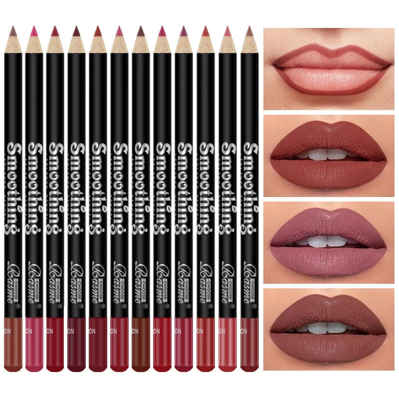 12-Piece Long-Lasting Lipstick Set – Matte Lipstick + Lip Liner + Gloss