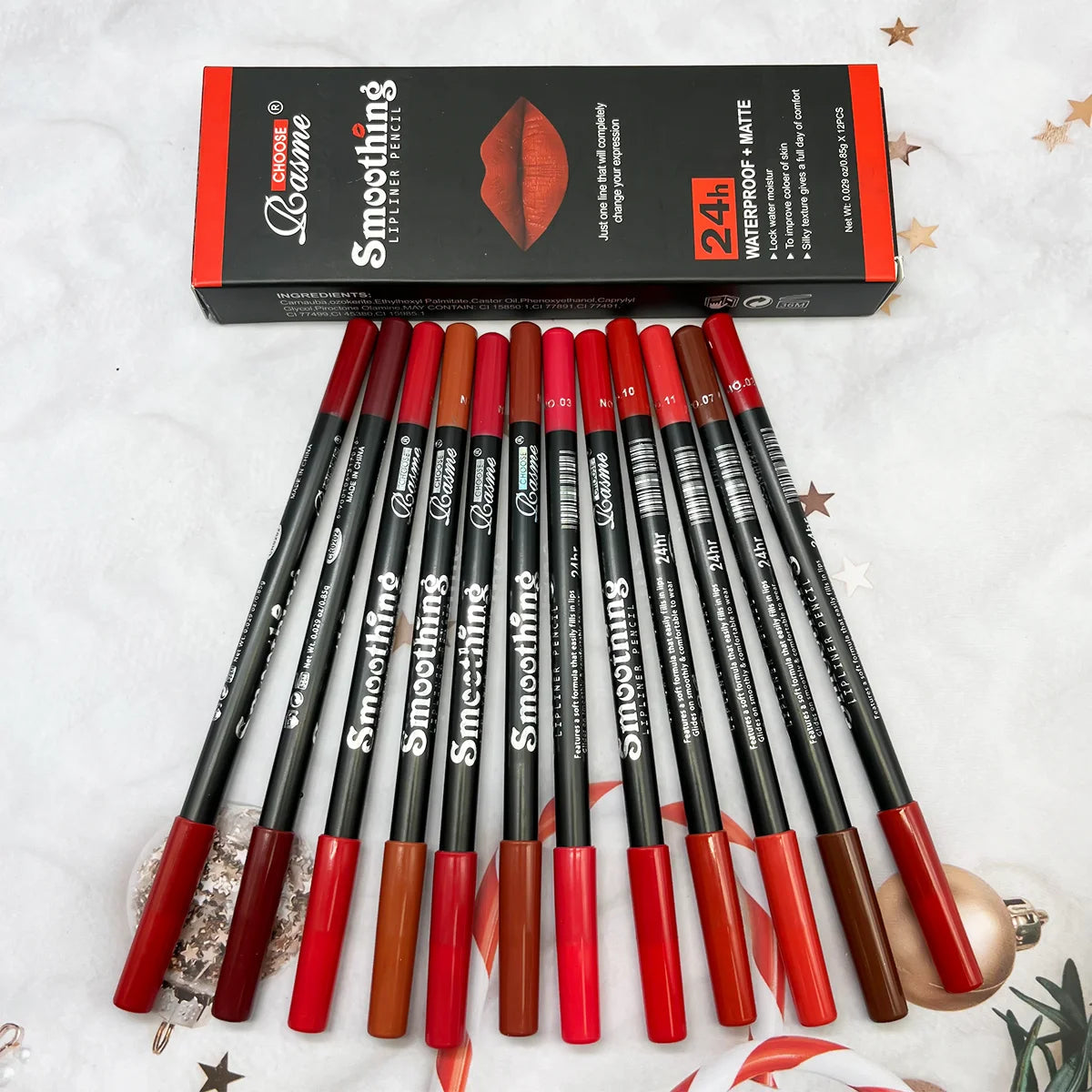 12-Piece Long-Lasting Lipstick Set – Matte Lipstick + Lip Liner + Gloss