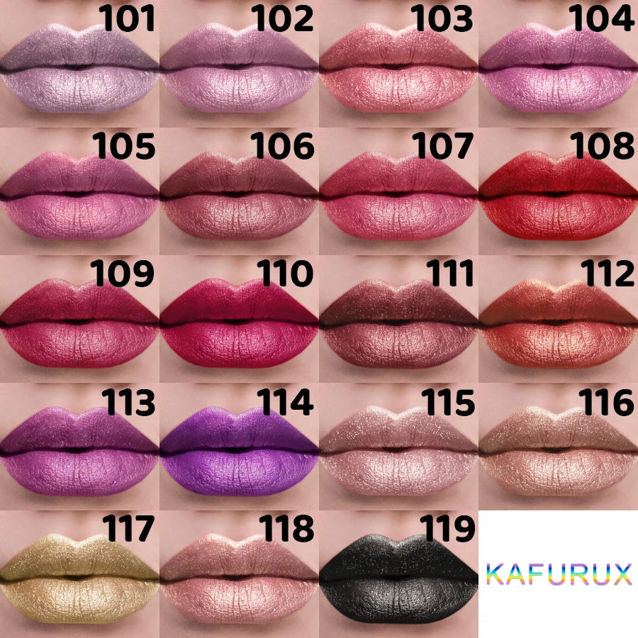 21-Color Bold Glitter & Metallic Lipstick Set – Pearlescent Matte Lip Tint