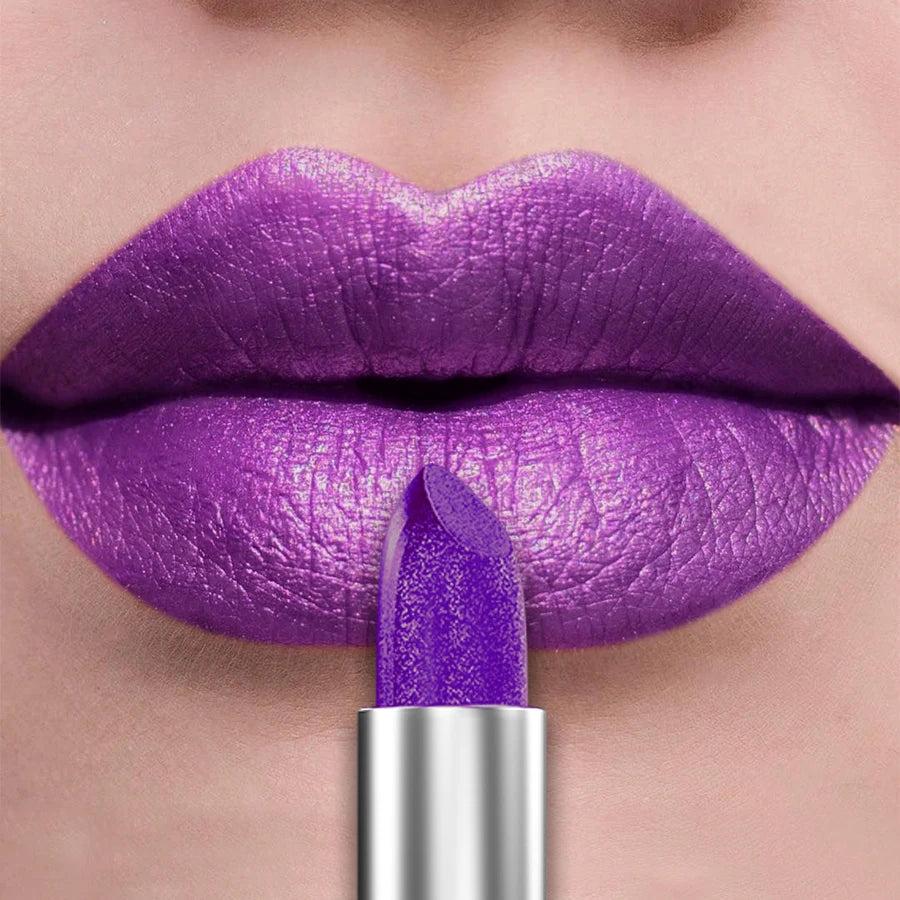 21-Color Bold Glitter & Metallic Lipstick Set – Pearlescent Matte Lip Tint